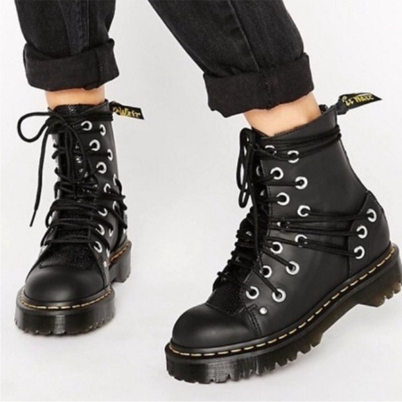 Dr. Martens Shoes - Dr. Martens Daria Bex Boots Grommets Leather Ankle Lucido Patent Lamper 11 EUC